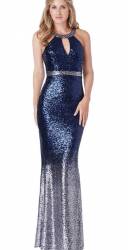 Chelsea Blue and Silver Sequin Maxi Dress